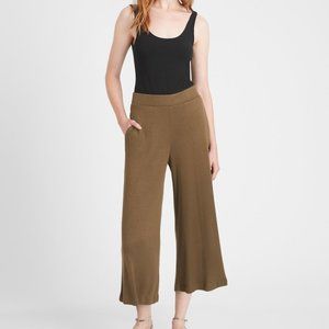 BNWT Ribbed-Knit Wide-Leg Lounge Pant Olive Green